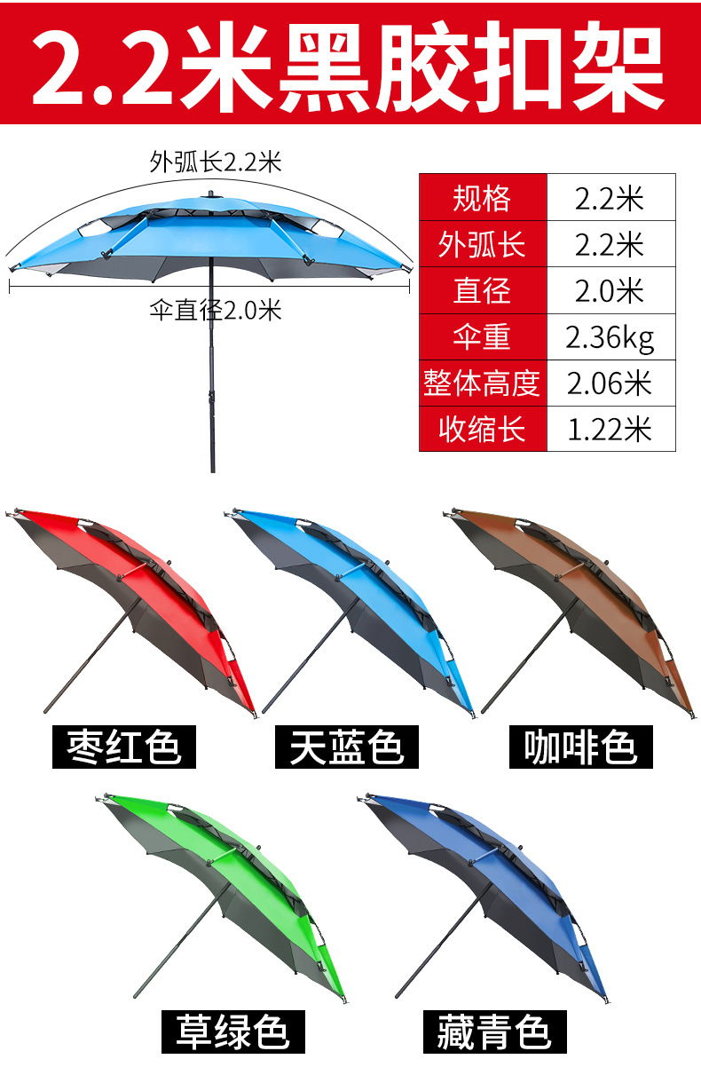 2.2米双层黑胶户外钓鱼广告伞