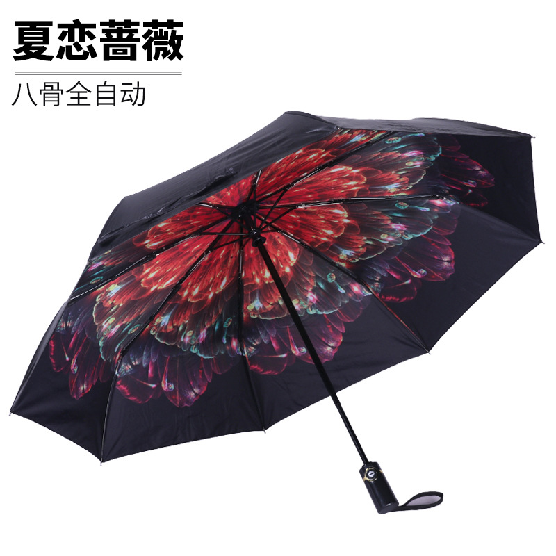 蔷薇花数码印广告伞