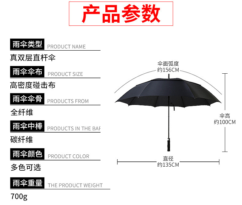 30寸高尔夫伞尺寸