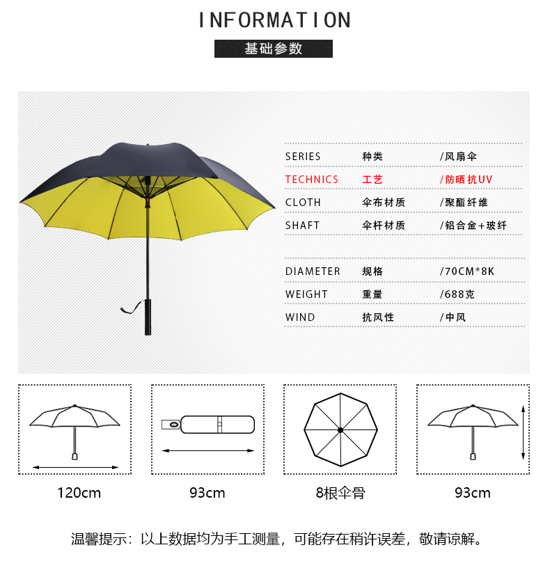 风扇雨伞参数